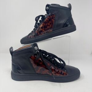 BALLY | Turtle Brown Calf Patent Black High Top Designer Sneakers Men’s Size 8